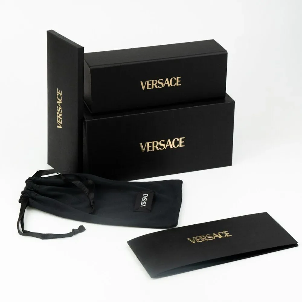 NEW Versace VE4482 544987 Yellow Fluo Dark Grey Rectangular Unisex Sunglasses